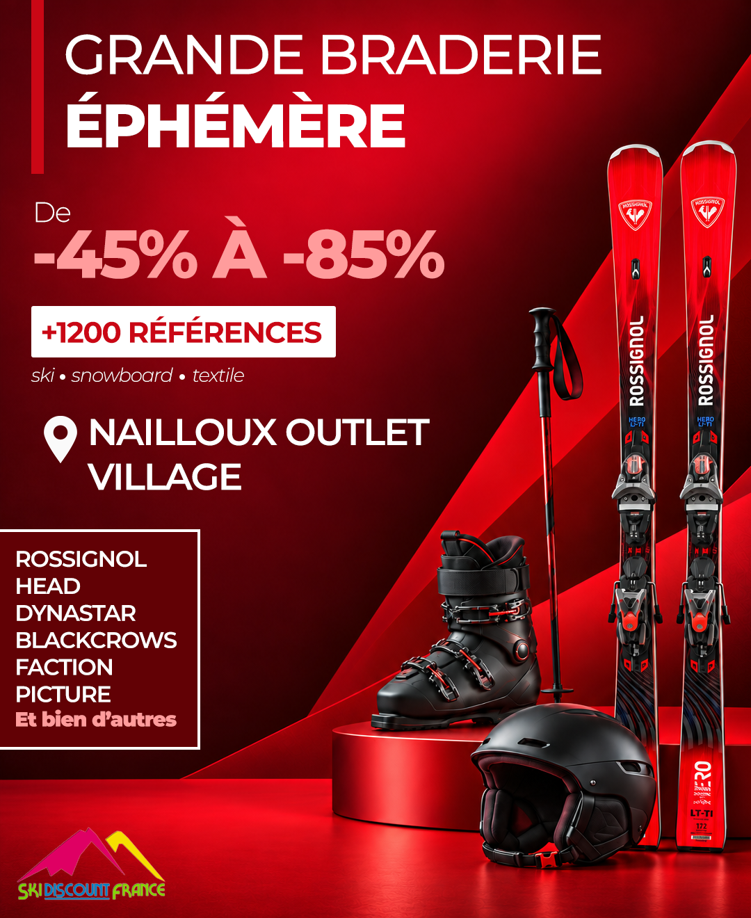 Grande vente éphémère ski et snowboard Ski Discount France à Nailloux